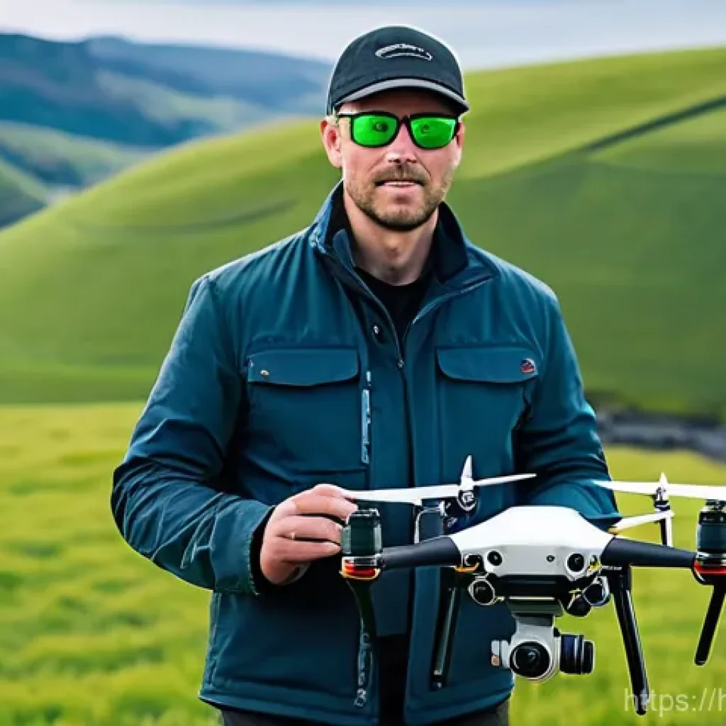 드론 촬영 비용 - **Prompt:** A highly skilled professional drone pilot, wearing practical outdoor attire and safety g...