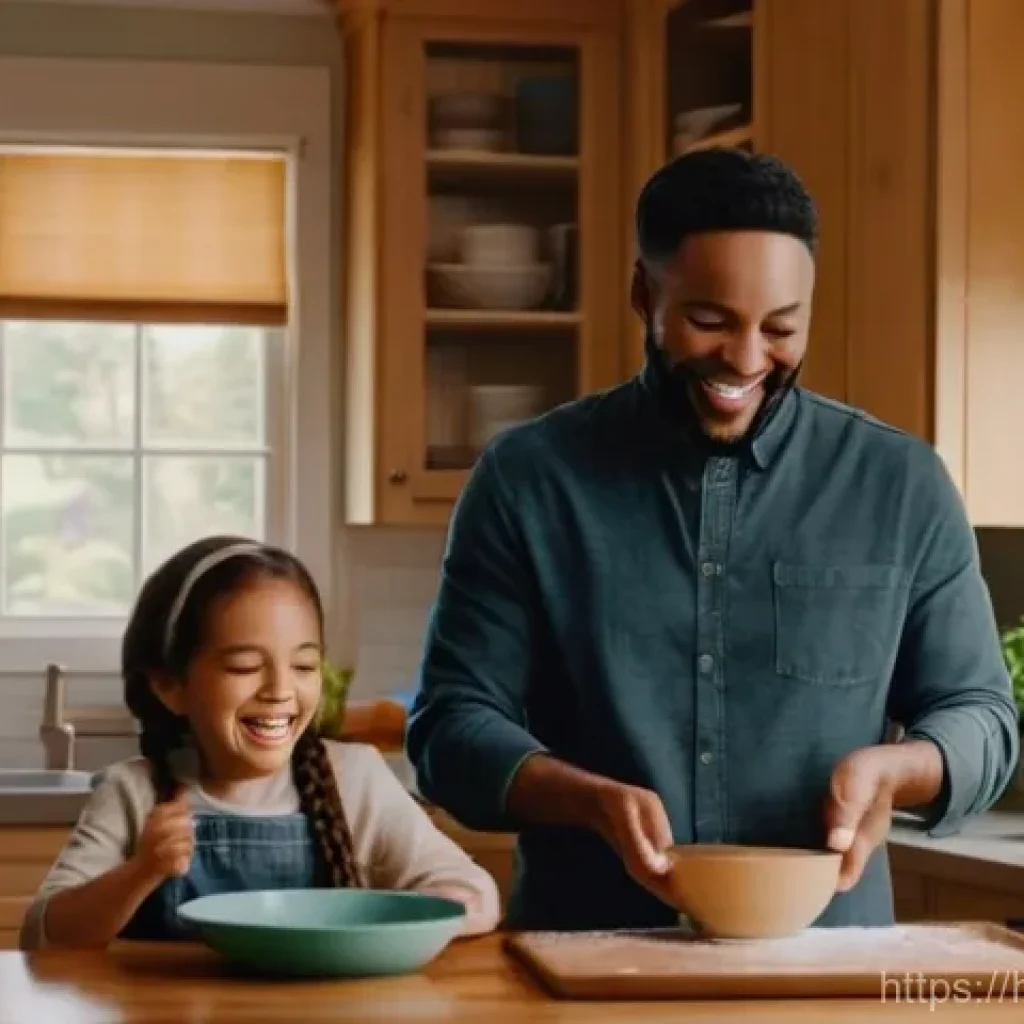 취미 활동 비용 - **A heartwarming family baking scene.**
    "A happy, diverse family, including a mother with long, ...