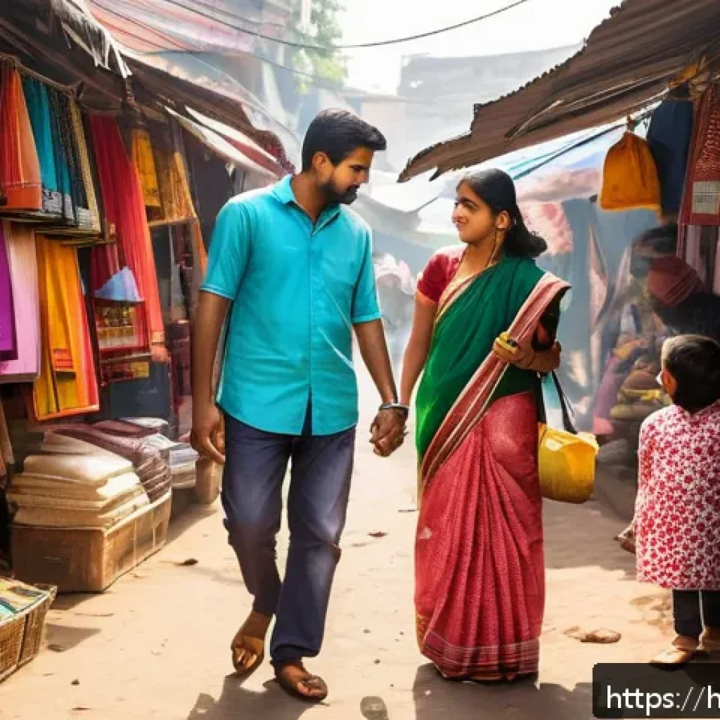 유아용품 구매비용 - A warm, vibrant scene of an Indian family shopping for children’s school supplies in a busy local ma...
